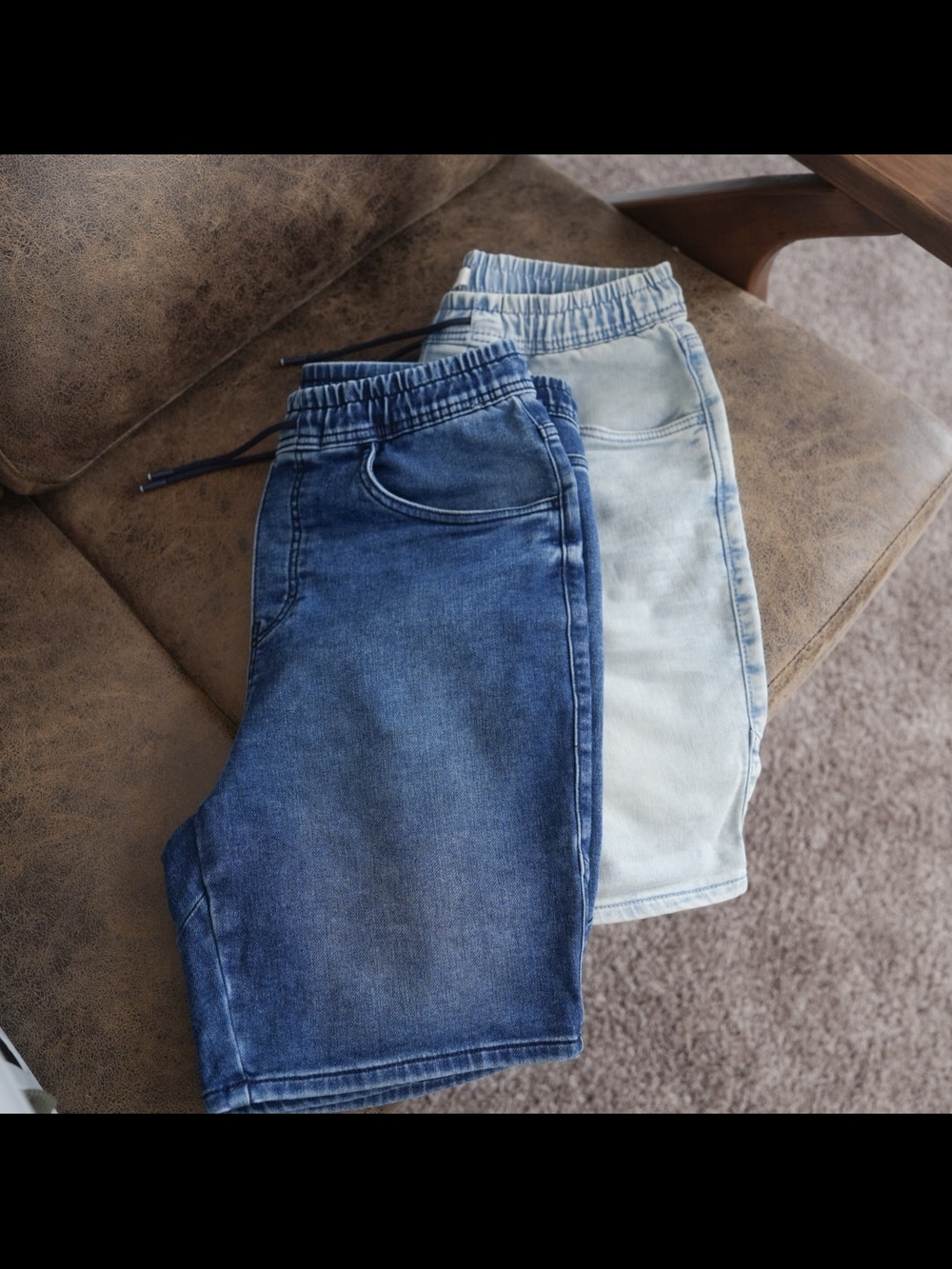 2 Denim Jogger Shorts – Blue and Light Blue